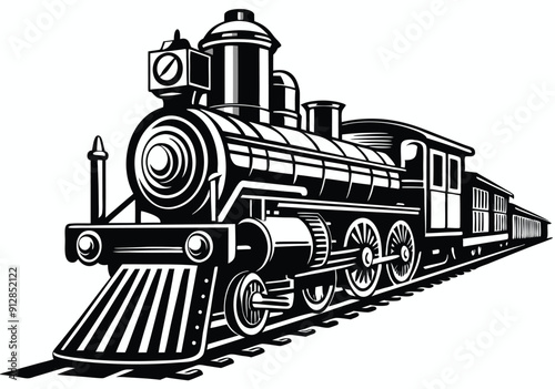vintage steam locomotive train illustration vector art design