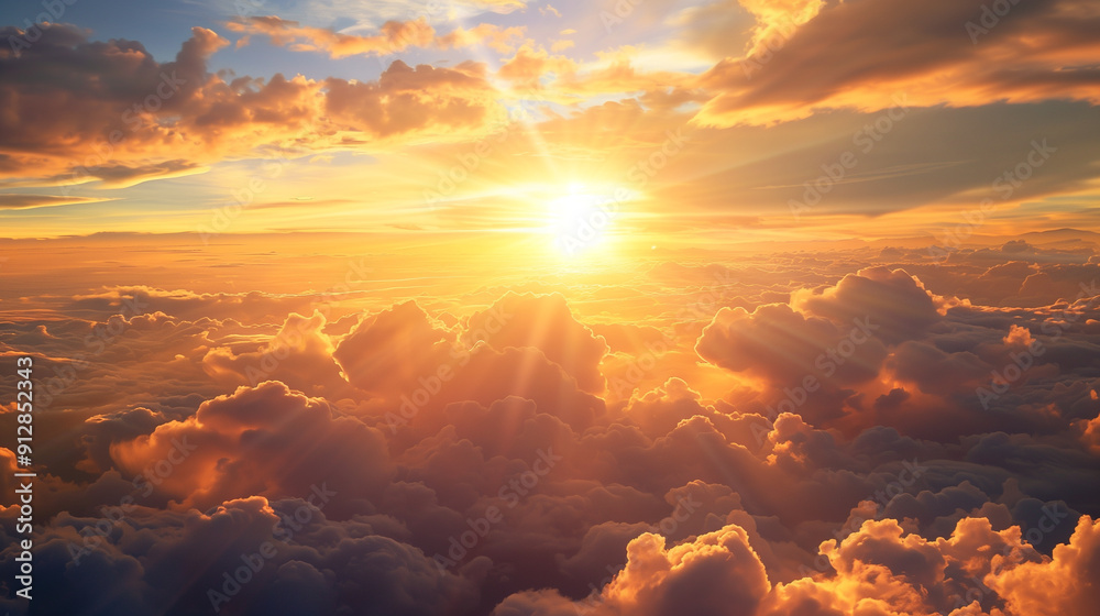 Sunset or sunrise in the sky above the clouds, beautiful nature. Wallpaper, background Sunset or sunrise in the sky above the clouds, beautiful nature. Wallpaper, background