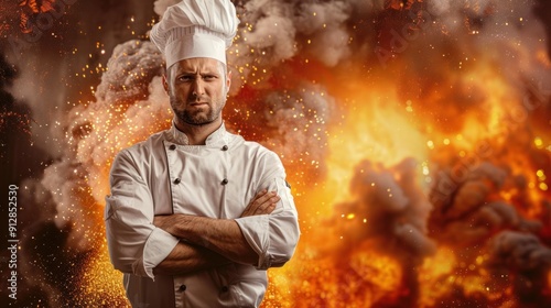 Chef in the midst of culinary explosion