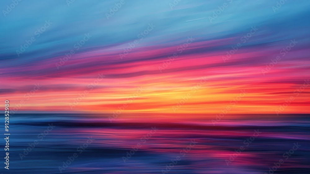 A stunning abstract sunset over the ocean with vibrant colors blending in a serene atmosphere. A stunning abstract sunset over the ocean with vibrant colors blending in a serene atmosphere.