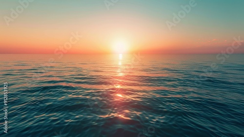 Sunset over a tranquil ocean.