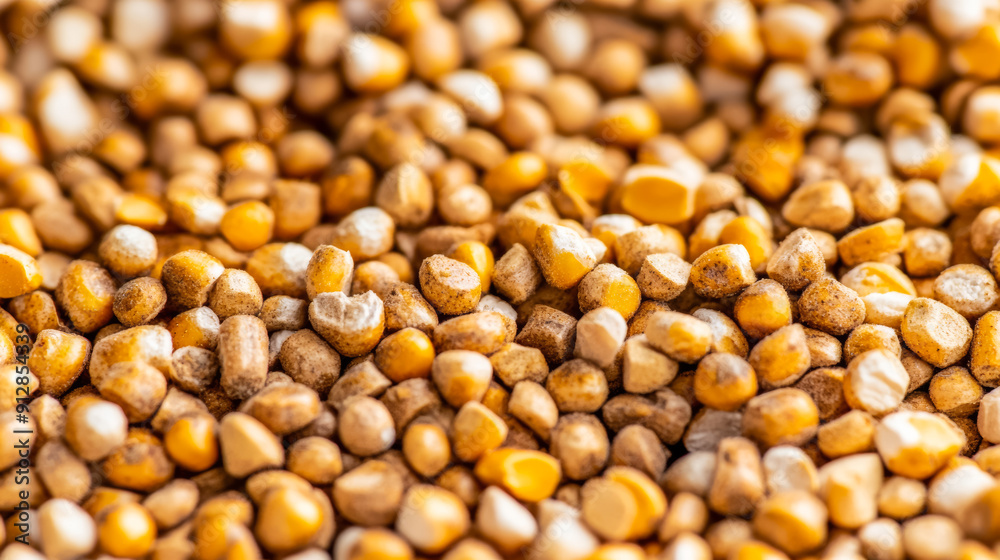 Macro shot of the texture of pig feed highlighting the coarse mix of grains pellets and ground corn Macro shot of the texture of pig feed highlighting the coarse mix of grains pellets and ground corn