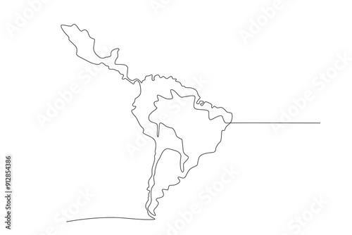 Map of latin america. Latin america concept one-line drawing