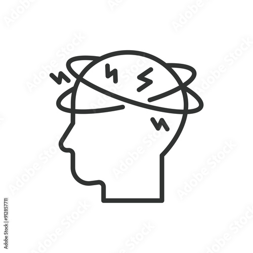 Anxiety, in line design. Anxiety, Stress, Worry, Fear, Nervousness, Panic, Tension on white background vector. Anxiety editable stroke icon.