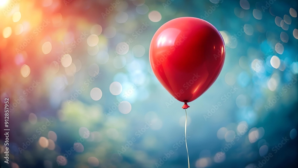 Floating Red Balloon with a Dreamy Blur Effect Generative AI Floating Red Balloon with a Dreamy Blur Effect Generative AI