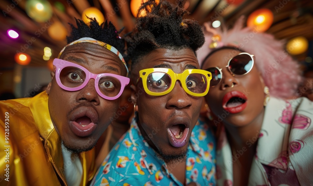 Fashionable Young Modern People at a Party Looking Surprised Fashionable Young Modern People at a Party Looking Surprised