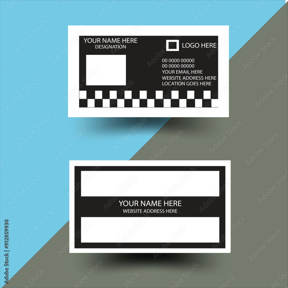 Naklejka premium Modern Creative Corporate Simple Standard Business card Template Black and White