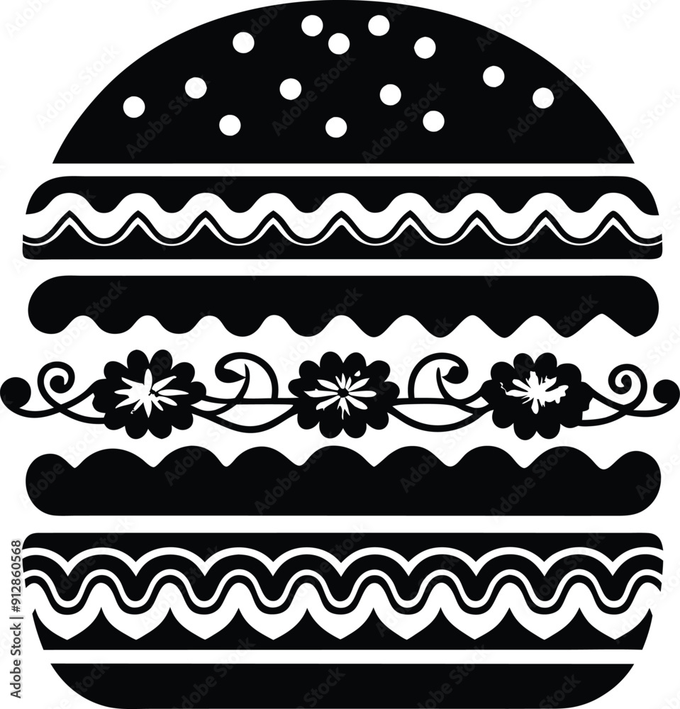decorative Hamburger Silhouette black and white decorative Hamburger Silhouette black and white
