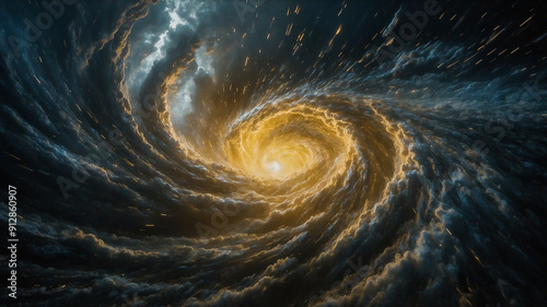 Surreal abstract divine whirlwind swirling in majestic colors, capturing the essence of celestial power and ethereal beauty. Concept of spiritual and mystic