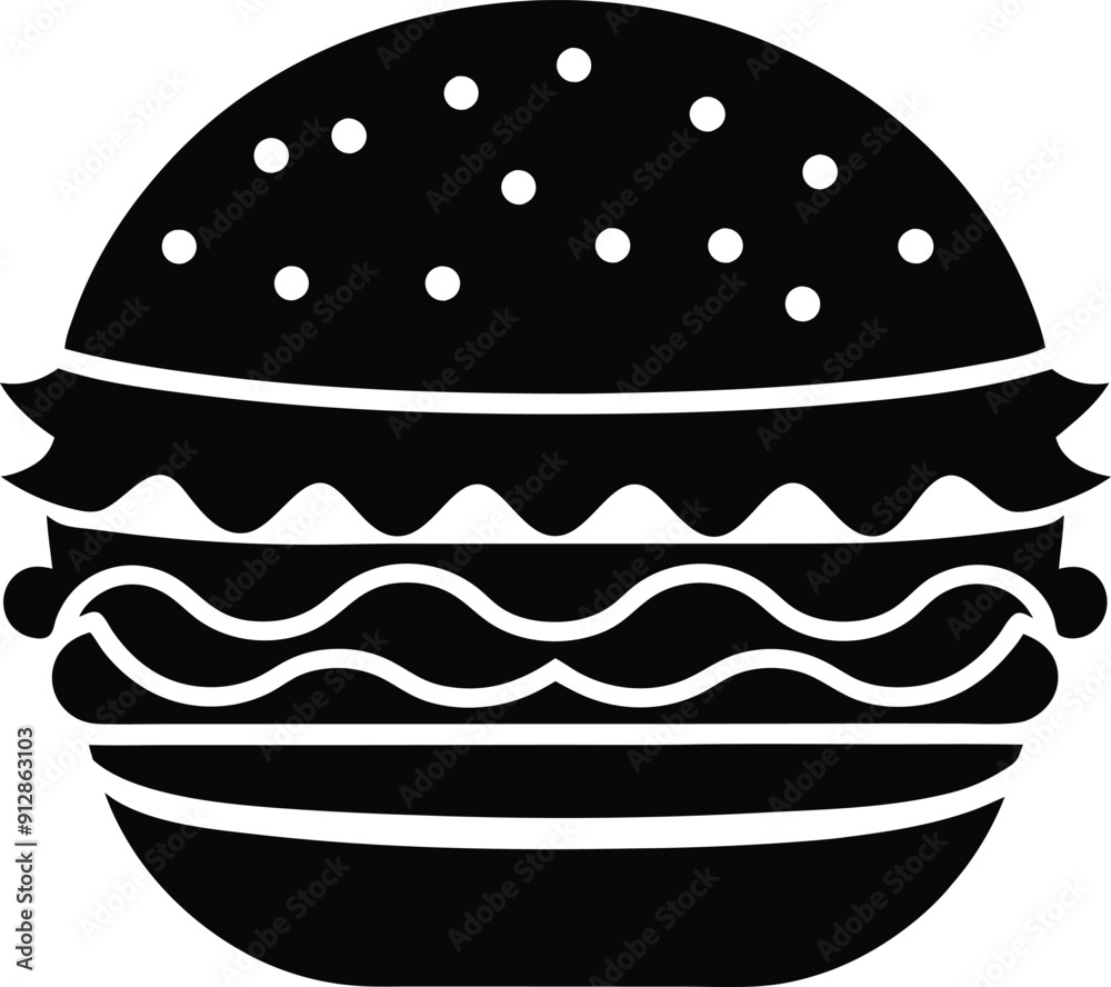decorative Hamburger Silhouette black and white decorative Hamburger Silhouette black and white
