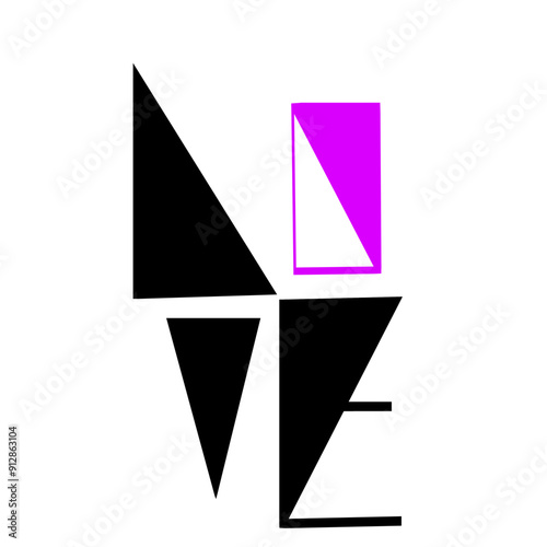 LOVE geométrico negro (violeta).