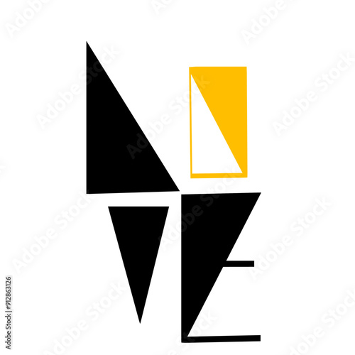LOVE geométrico negro (naranja).