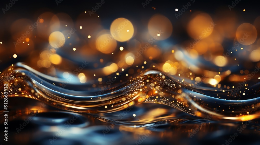 Abstract liquid waves with golden lights. Abstract liquid waves with golden lights.