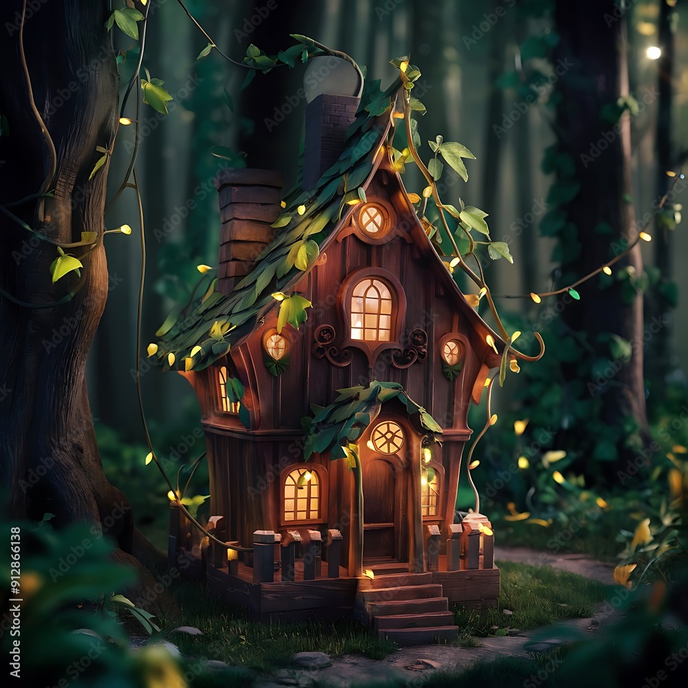 Fototapeta premium Enchanted Cottage in the Woods