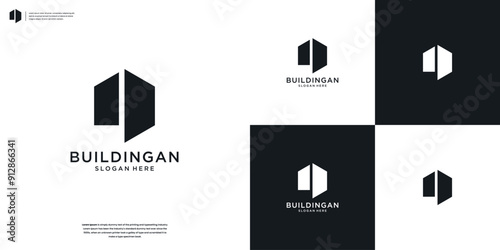 Minimal real estate property vector symbol logo design template