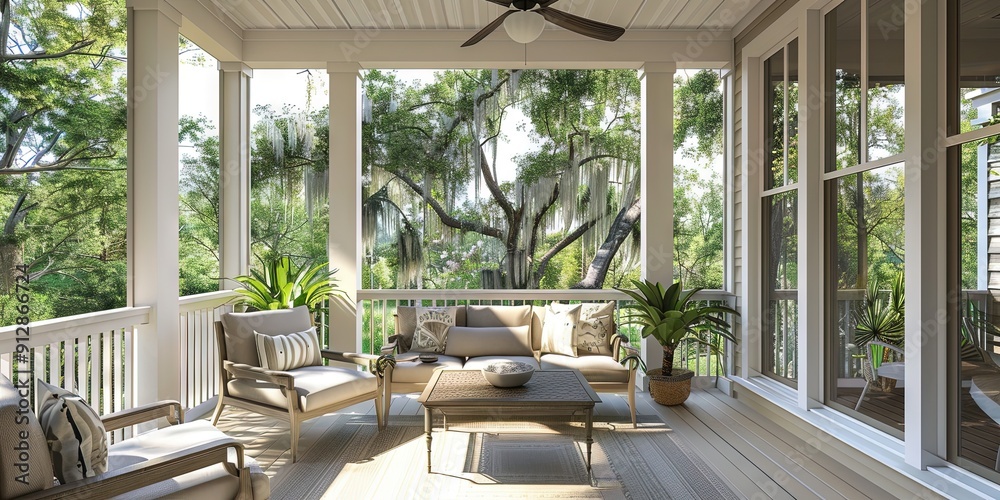 Fototapeta premium porch mockup, Savannah interior design 