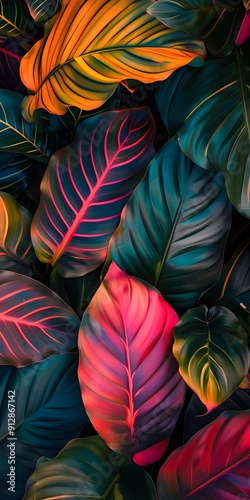 Tropical Leaves Texture Background