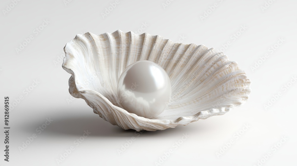 3D illustration of a pearl in a seashell 3D illustration of a pearl in a seashell