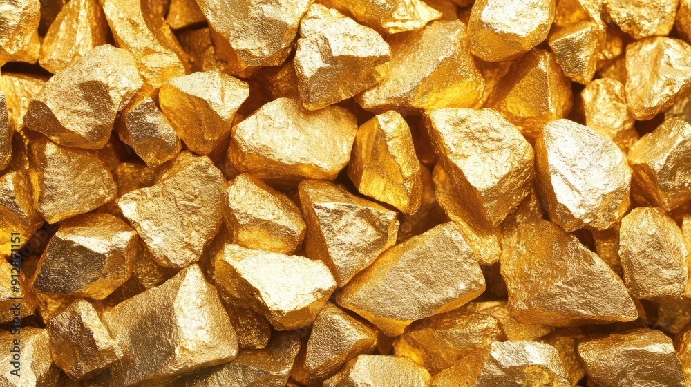Pile of gold nuggets, captured in detail to showcase their raw and valuable appearance.