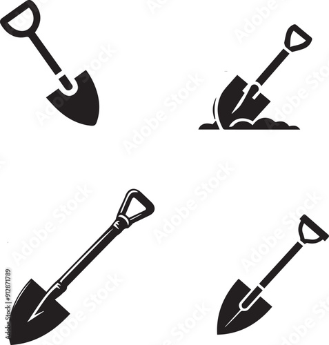 hoe silhouette set isolated on white background