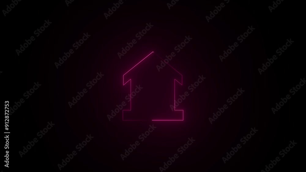 House. home simple icon. Flat design. Purple neon on black background. House. home simple icon. Flat design. Purple neon on black background.