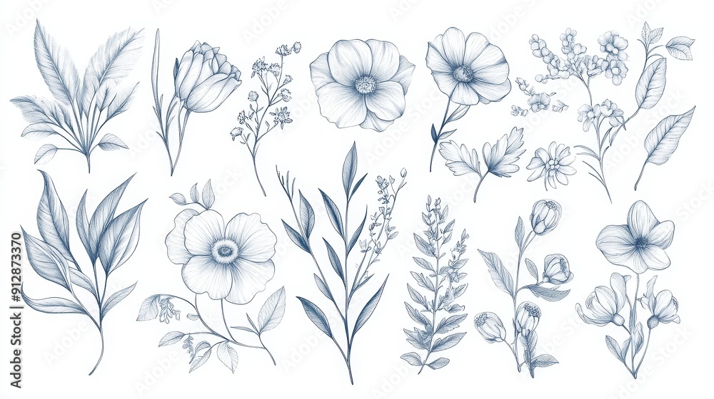 Fototapeta premium Mega Set of Flower Doodles