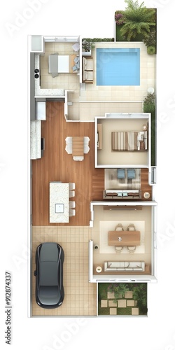 Modern House Floor Plan With Swimming Pool