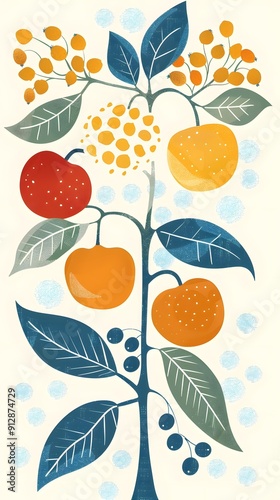Colorful Fruit Tree Illustration