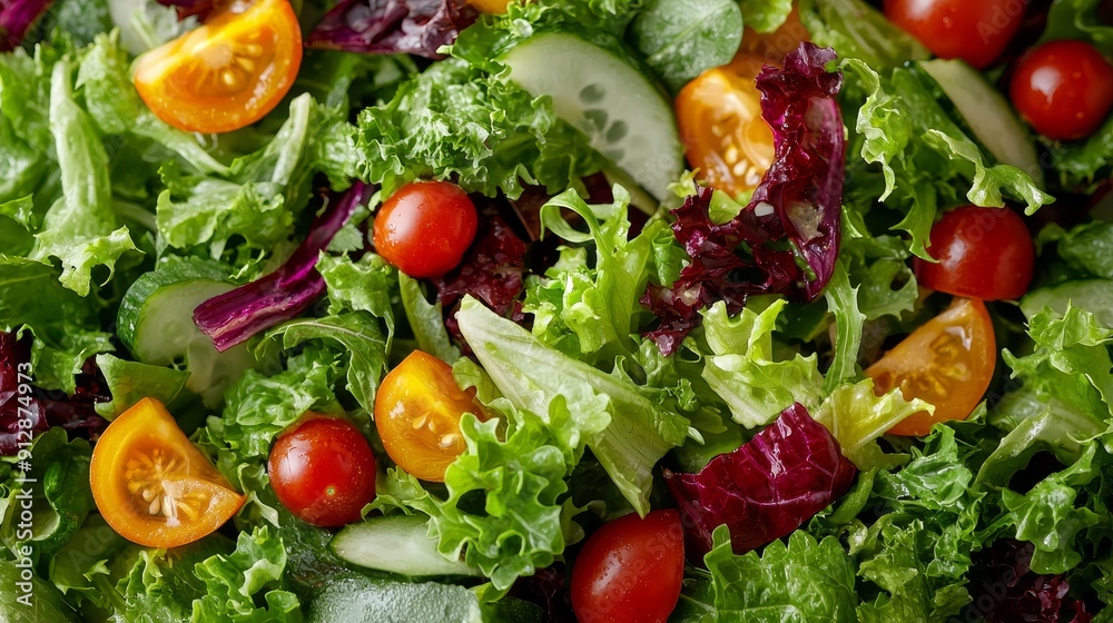 Vibrant Fresh Salad with Mixed Greens and Colorful Vegetables on White Background. Vibrant Fresh Salad with Mixed Greens and Colorful Vegetables on White Background.