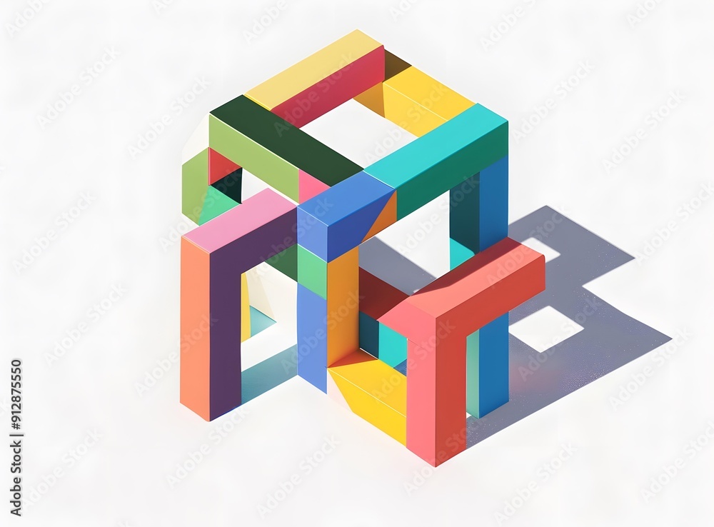 Colorful Geometric Abstract Cube Structure Colorful Geometric Abstract Cube Structure