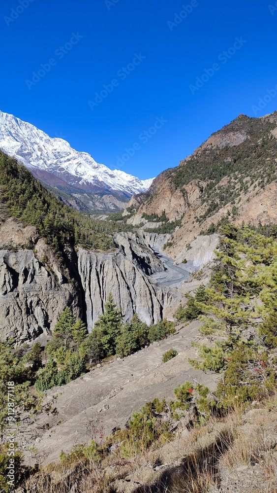 Hiking the Annapurna Mountain Range Circuit Trek in Himalaya, Nepal Hiking the Annapurna Mountain Range Circuit Trek in Himalaya, Nepal