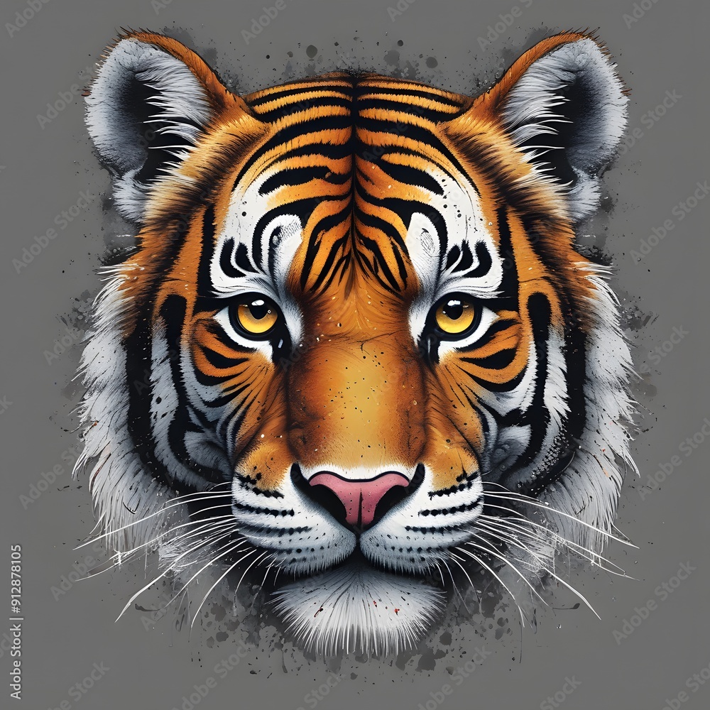 Fototapeta premium portrait of a tiger, head of tiger, tiger head vector, illustration of a tiger head, colourful painting of a tiger head.