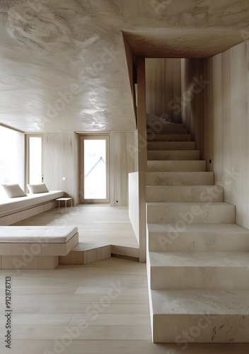 Modern Interior Design With Wooden Flooring and Stairs