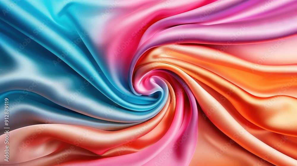  A whirlpool-like image in hues of pink, blue, orange, and pink, encircled by a radiant white core
