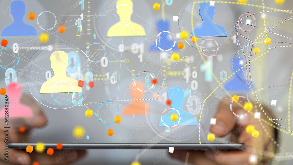 Obraz premium Network team. Social network. 3d illustration