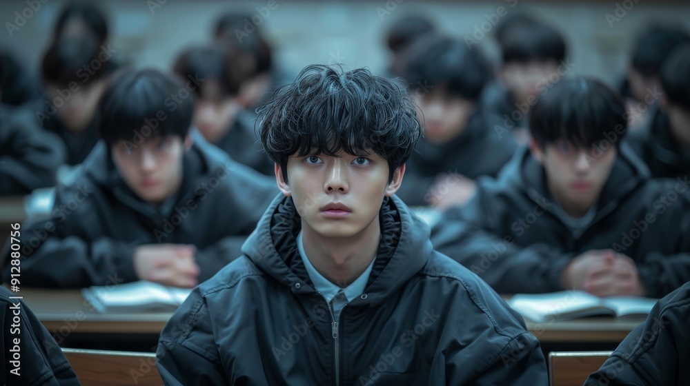 Young Man in a Classroom Looking at the Camera Young Man in a Classroom Looking at the Camera