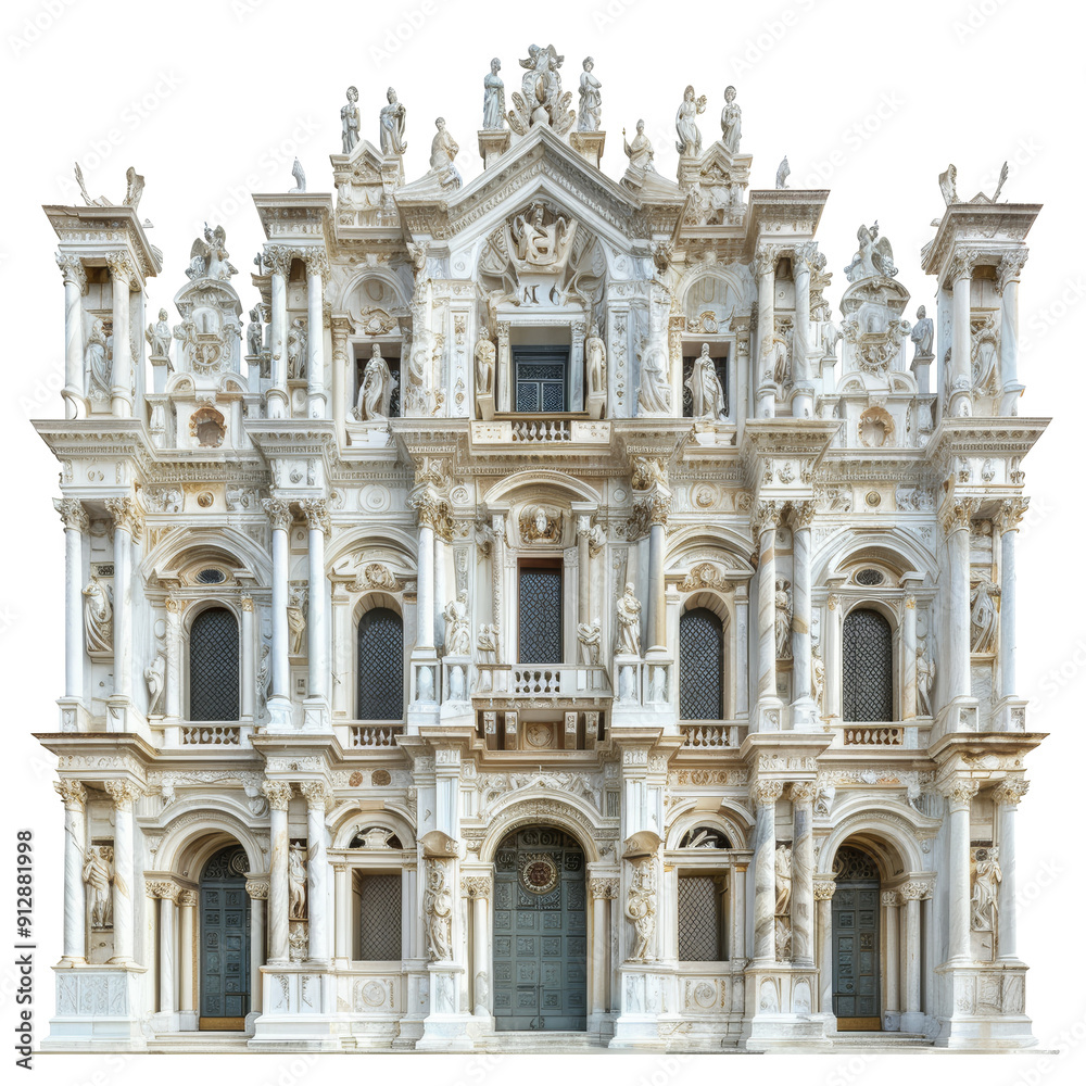 Fototapeta premium Historical Renaissance Architecture Isolated on Transparent or White Background, PNG