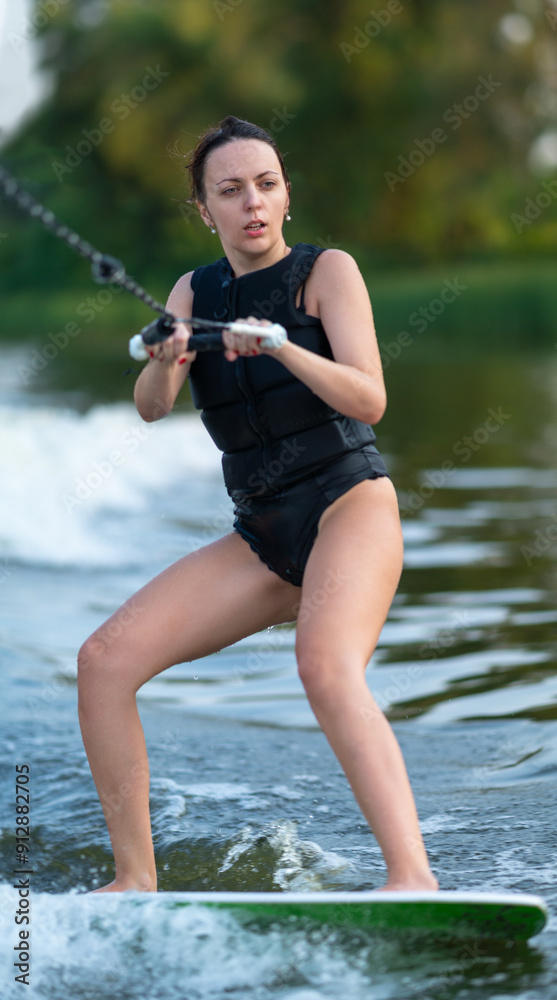Wakeboarding on the river.