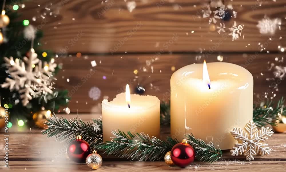 christmas decoration with candles and christmas tree. generative ai christmas decoration with candles and christmas tree. generative ai