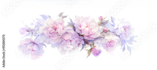 A watercolor illustration capturing the graceful beauty of peonies in full bloom