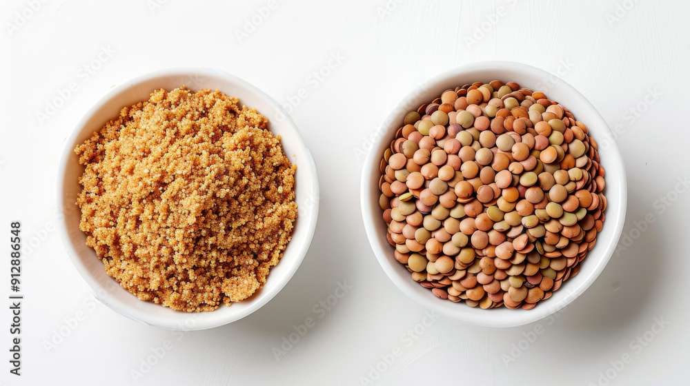 Ground Lentils and Whole Lentils in Bowls Ground Lentils and Whole Lentils in Bowls