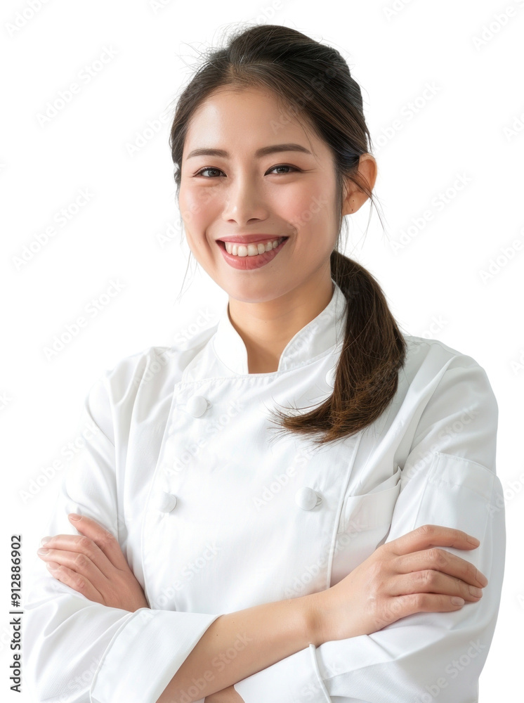 PNG Thai female chef happy dimples person. PNG Thai female chef happy dimples person.
