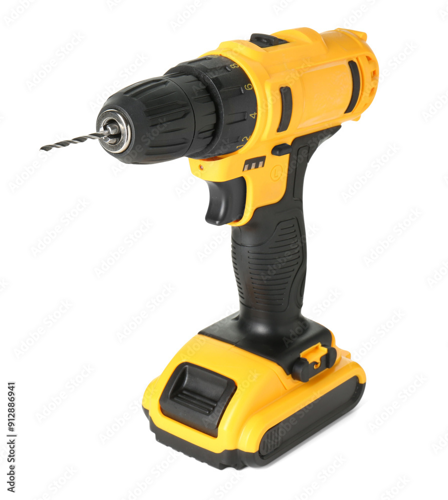 Modern cordless electric drill isolated on white Modern cordless electric drill isolated on white