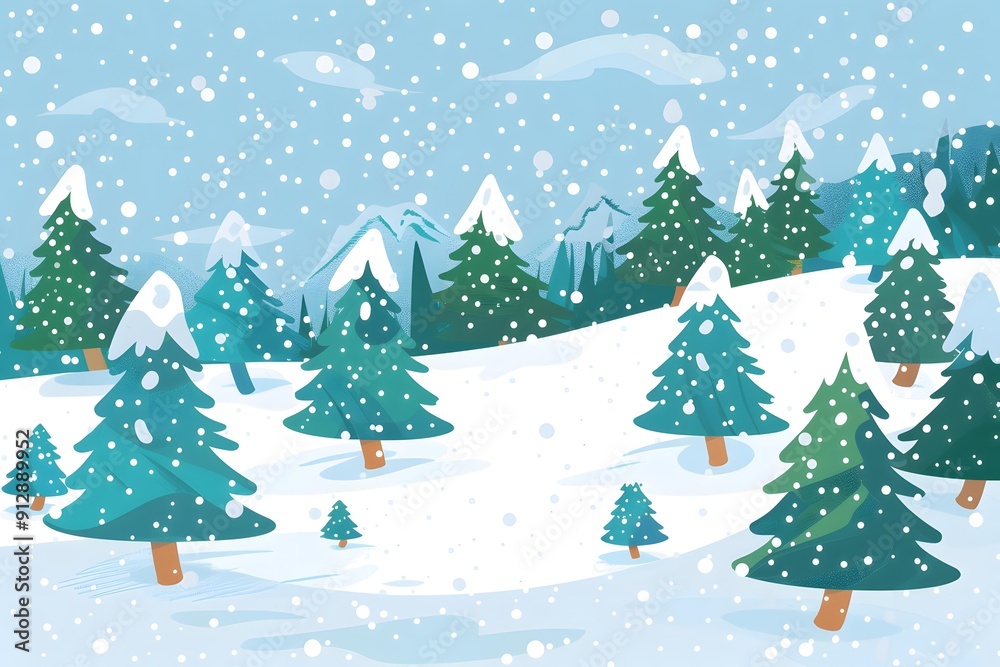Winter Landscape with Snowy Pine Trees Winter Landscape with Snowy Pine Trees