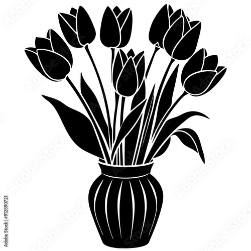 tulip in vase vector illustration