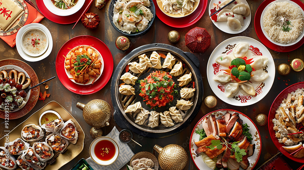 Top-down photo of Chinese food. Chinese New Year's Eve Top-down photo of Chinese food. Chinese New Year's Eve