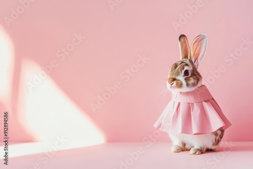 A charming rabbit in a paper artinspired dress photo