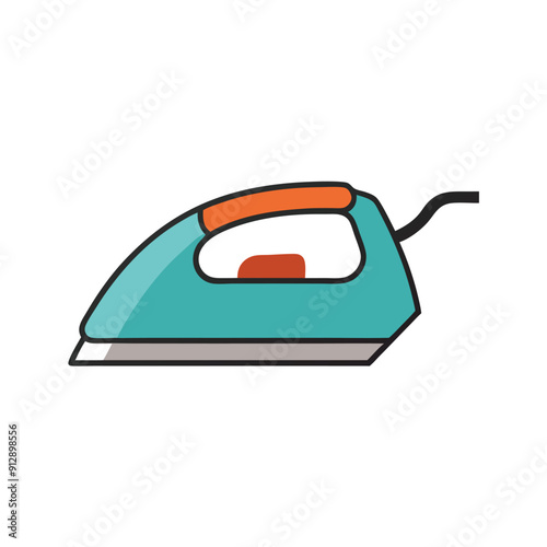 Steam Iron vector art illustration,a solid color steam clipart, isolated white background 