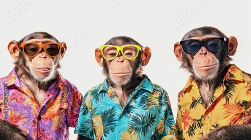 A set of playful monkeys in vibrant