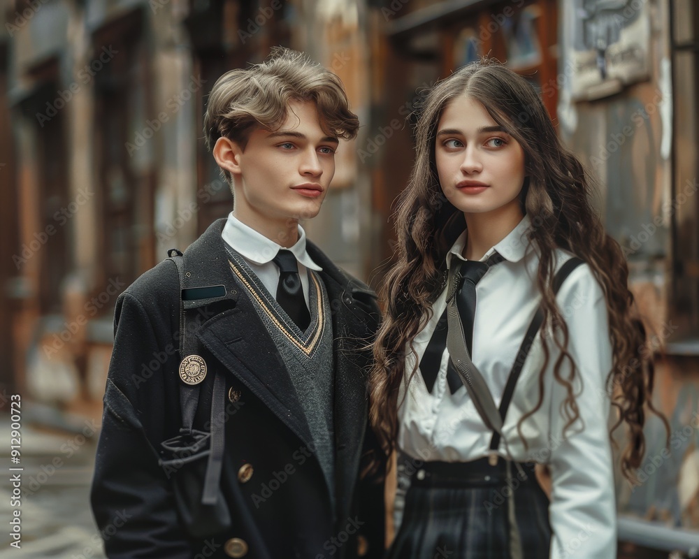 Stylish Couple in an Urban Setting Stylish Couple in an Urban Setting